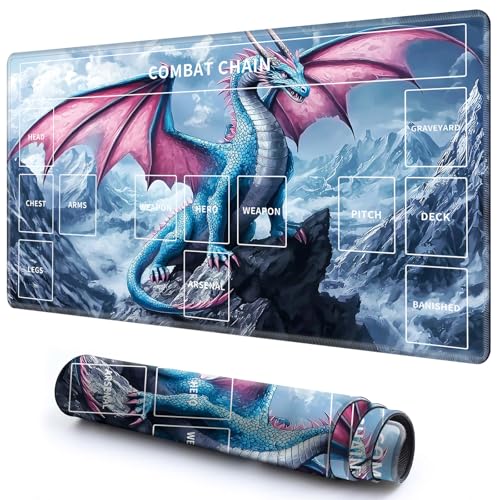 Niedliche Spielmatte mit Zonen -3 für MTG-Kartenspiel, 59,9 x 34,8 cm, rutschfeste Schreibtischunterlage mit glatter Oberfläche und genähtem Rand für TCG-Karten-Brettspiele, Zubehör, Bergblauer Drache Niedliche Spielmatte mit Zonen -3 für MTG-Kartenspiel, 59,9 x 34,8 cm, rutschfeste Schreibtischunterlage mit glatter Oberfläche und genähtem Rand für TCG-Karten-Brettspiele, Zubehör, Bergblauer Drache von CGFGHHUY