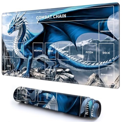 Niedliche Spielmatte mit Zonen -3 für MTG-Kartenspiel, 59,9 x 34,8 cm, rutschfeste Schreibtischunterlage mit glatter Oberfläche und genähtem Rand für TCG-Karten-Brettspiele, Zubehör, Blauer Niedliche Spielmatte mit Zonen -3 für MTG-Kartenspiel, 59,9 x 34,8 cm, rutschfeste Schreibtischunterlage mit glatter Oberfläche und genähtem Rand für TCG-Karten-Brettspiele, Zubehör, Blauer von CGFGHHUY