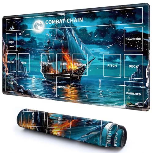 Niedliche Spielmatte mit Zonen -3 für MTG-Kartenspiel, 59,9 x 34,8 cm, rutschfeste Schreibtischunterlage mit glatter Oberfläche und genähtem Rand für TCG-Karten-Brettspiele, Zubehör, Mondschiff, blaue Niedliche Spielmatte mit Zonen -3 für MTG-Kartenspiel, 59,9 x 34,8 cm, rutschfeste Schreibtischunterlage mit glatter Oberfläche und genähtem Rand für TCG-Karten-Brettspiele, Zubehör, Mondschiff, blaue von CGFGHHUY