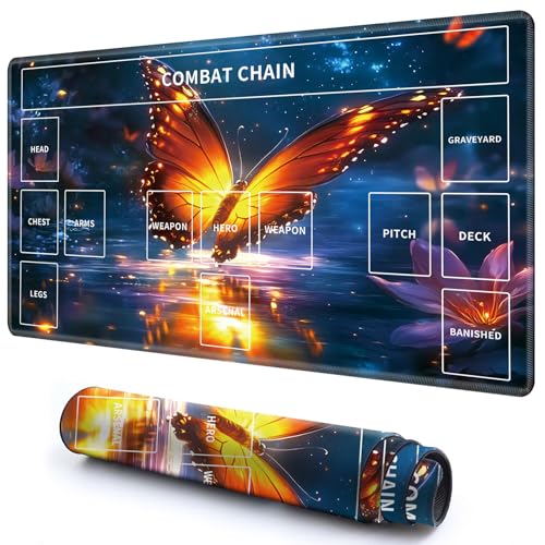 Niedliche Spielmatte mit Zonen -3 für MTG-Kartenspiel, 59,9 x 34,8 cm, rutschfeste Schreibtischunterlage mit glatter Oberfläche und genähtem Rand für TCG-Karten-Brettspiele, Zubehör, leuchtende Niedliche Spielmatte mit Zonen -3 für MTG-Kartenspiel, 59,9 x 34,8 cm, rutschfeste Schreibtischunterlage mit glatter Oberfläche und genähtem Rand für TCG-Karten-Brettspiele, Zubehör, leuchtende von CGFGHHUY