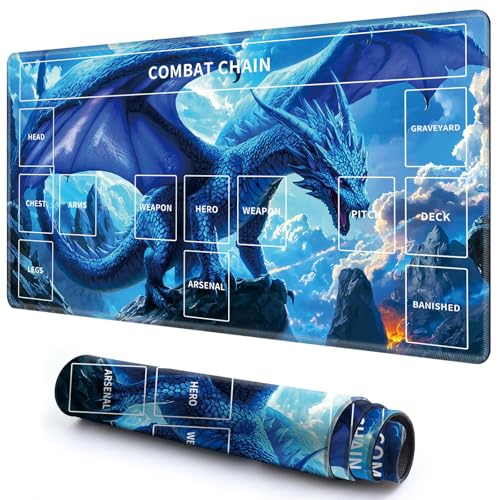 Niedliche Spielmatte mit Zonen -3 für MTG-Kartenspiel, 59,9 x 34,8 cm, rutschfeste Schreibtischunterlage mit glatter Oberfläche und genähtem Rand für TCG-Karten-Spiele-Zubehör, Blauer Drache Niedliche Spielmatte mit Zonen -3 für MTG-Kartenspiel, 59,9 x 34,8 cm, rutschfeste Schreibtischunterlage mit glatter Oberfläche und genähtem Rand für TCG-Karten-Spiele-Zubehör, Blauer Drache von CGFGHHUY