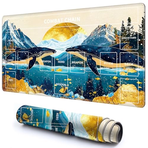 Niedliche Spielmatte mit Zonen -3 für MTG-Kartenspiel, 59,9 x 34,8 cm, rutschfeste Schreibtischunterlage mit glatter Oberfläche und genähtem Rand für TCG-Karten-Spiele-Zubehör, Walgebirge, Mond Niedliche Spielmatte mit Zonen -3 für MTG-Kartenspiel, 59,9 x 34,8 cm, rutschfeste Schreibtischunterlage mit glatter Oberfläche und genähtem Rand für TCG-Karten-Spiele-Zubehör, Walgebirge, Mond von CGFGHHUY