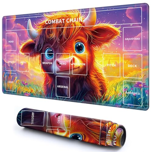 Niedliche Spielmatte mit Zonen -3 für MTG-Kartenspiel, 59,9 x 34,8 cm, rutschfeste Schreibtischunterlage mit glatter Oberfläche und genähtem Rand für TCG-Karten-Spiele-Zubehör, niedliche braune Kuh Niedliche Spielmatte mit Zonen -3 für MTG-Kartenspiel, 59,9 x 34,8 cm, rutschfeste Schreibtischunterlage mit glatter Oberfläche und genähtem Rand für TCG-Karten-Spiele-Zubehör, niedliche braune Kuh von CGFGHHUY