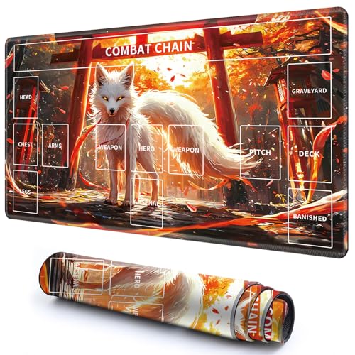 Niedliche Spielmatte mit Zonen -3 für MTG-Kartenspiel, 59,9 x 34,8 cm, rutschfeste Schreibtischunterlage mit glatter Oberfläche und genähtem Rand für TCG-Karten-Spiele-Zubehör, weißer Fuchs Niedliche Spielmatte mit Zonen -3 für MTG-Kartenspiel, 59,9 x 34,8 cm, rutschfeste Schreibtischunterlage mit glatter Oberfläche und genähtem Rand für TCG-Karten-Spiele-Zubehör, weißer Fuchs von CGFGHHUY