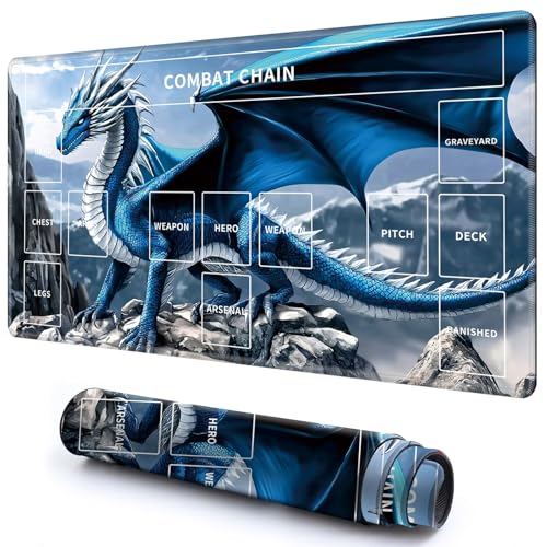 Niedliche Spielmatte mit Zonen -3 für MTG-Kartenspiel, 69,8 x 49,9 cm, rutschfeste Schreibtischunterlage mit glatter Oberfläche und genähtem Rand für TCG-Karten-Brettspiele, Zubehör, Blauer Niedliche Spielmatte mit Zonen -3 für MTG-Kartenspiel, 69,8 x 49,9 cm, rutschfeste Schreibtischunterlage mit glatter Oberfläche und genähtem Rand für TCG-Karten-Brettspiele, Zubehör, Blauer von CGFGHHUY