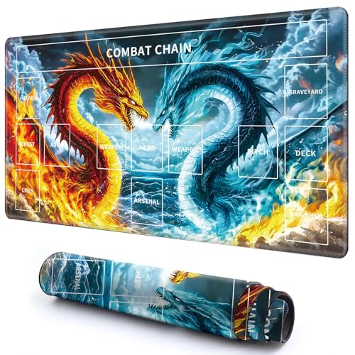 Niedliche Spielmatte mit Zonen -3 für MTG-Kartenspiel, 69,8 x 49,9 cm, rutschfeste Schreibtischunterlage mit glatter Oberfläche und genähtem Rand für TCG-Karten-Brettspiele, Zubehör, Feuer- und Niedliche Spielmatte mit Zonen -3 für MTG-Kartenspiel, 69,8 x 49,9 cm, rutschfeste Schreibtischunterlage mit glatter Oberfläche und genähtem Rand für TCG-Karten-Brettspiele, Zubehör, Feuer- und von CGFGHHUY