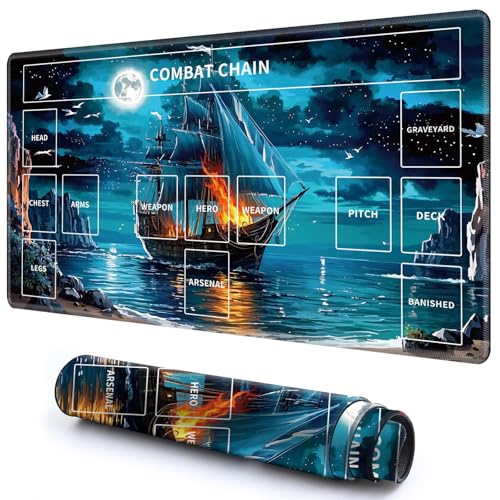 Niedliche Spielmatte mit Zonen -3 für MTG-Kartenspiel, 69,8 x 49,9 cm, rutschfeste Schreibtischunterlage mit glatter Oberfläche und genähtem Rand für TCG-Karten-Brettspiele, Zubehör, Mondschiff, blaue Niedliche Spielmatte mit Zonen -3 für MTG-Kartenspiel, 69,8 x 49,9 cm, rutschfeste Schreibtischunterlage mit glatter Oberfläche und genähtem Rand für TCG-Karten-Brettspiele, Zubehör, Mondschiff, blaue von CGFGHHUY