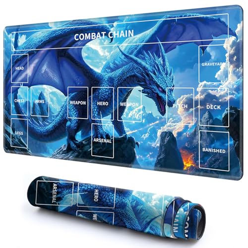 Niedliche Spielmatte mit Zonen -3 für MTG-Kartenspiel, 69,8 x 49,9 cm, rutschfeste Schreibtischunterlage mit glatter Oberfläche und genähtem Rand für TCG-Karten-Brettspiele-Zubehör, Blauer Drache Niedliche Spielmatte mit Zonen -3 für MTG-Kartenspiel, 69,8 x 49,9 cm, rutschfeste Schreibtischunterlage mit glatter Oberfläche und genähtem Rand für TCG-Karten-Brettspiele-Zubehör, Blauer Drache von CGFGHHUY