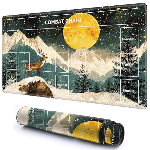 Niedliche Spielmatte mit Zonen -3 für MTG-Kartenspiel, 69,8 x 49,9 cm, rutschfeste Schreibtischunterlage mit glatter Oberfläche und genähtem Rand für TCG-Karten-Brettspiele-Zubehör, Gelber Mond Niedliche Spielmatte mit Zonen -3 für MTG-Kartenspiel, 69,8 x 49,9 cm, rutschfeste Schreibtischunterlage mit glatter Oberfläche und genähtem Rand für TCG-Karten-Brettspiele-Zubehör, Gelber Mond von CGFGHHUY