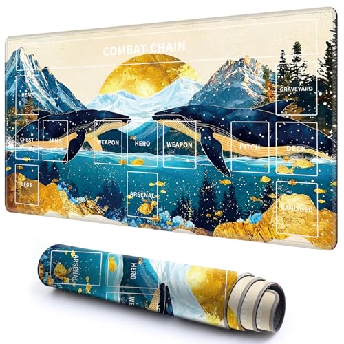 Niedliche Spielmatte mit Zonen -3 für MTG-Kartenspiel, 69,8 x 49,9 cm, rutschfeste Schreibtischunterlage mit glatter Oberfläche und genähtem Rand für TCG-Karten-Spiele-Zubehör, Walgebirge, Mond Niedliche Spielmatte mit Zonen -3 für MTG-Kartenspiel, 69,8 x 49,9 cm, rutschfeste Schreibtischunterlage mit glatter Oberfläche und genähtem Rand für TCG-Karten-Spiele-Zubehör, Walgebirge, Mond von CGFGHHUY