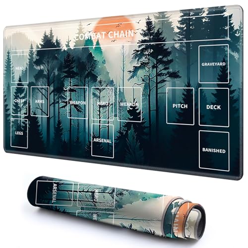 Niedliche Spielmatte mit Zonen -3 für MTG-Kartenspiel, 69,8 x 49,9 cm, rutschfeste Schreibtischunterlage mit glatter Oberfläche und genähtem Rand für TCG-Karten-Spiele-Zubehör, grüner Wald Niedliche Spielmatte mit Zonen -3 für MTG-Kartenspiel, 69,8 x 49,9 cm, rutschfeste Schreibtischunterlage mit glatter Oberfläche und genähtem Rand für TCG-Karten-Spiele-Zubehör, grüner Wald von CGFGHHUY