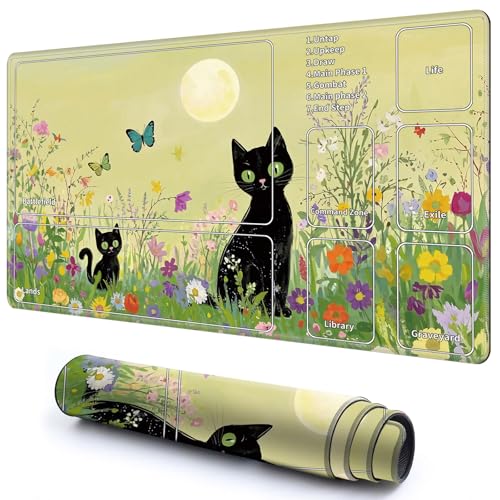 Playmat with Zones -2 for MTG Card Game Playing 59.9 cm x 34.8 cm Non-Slip Desk Mat with Smooth Surface and Stitched Edge for TCG Card Board Games Accessory - Watercolor Flowers Butterflies Black Cat Playmat with Zones -2 for MTG Card Game Playing 59.9 cm x 34.8 cm Non-Slip Desk Mat with Smooth Surface and Stitched Edge for TCG Card Board Games Accessory - Watercolor Flowers Butterflies Black Cat von CGFGHHUY