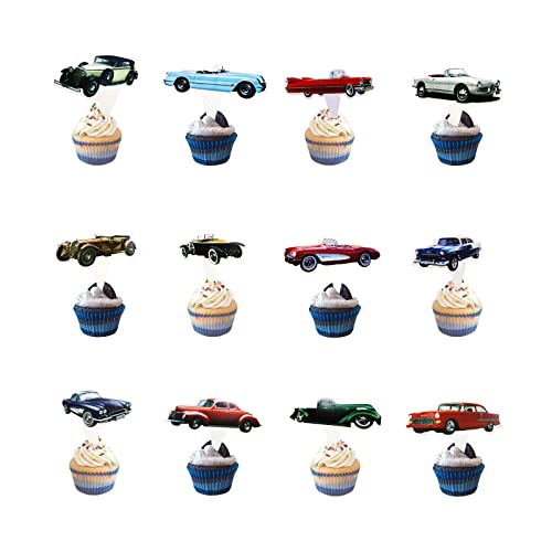 CGLRybO 24 Stück Cupcake Toppers, Klassische Retro Auto Themen Cake Topper, Oldtimer Deko Geburtstag Kuchen Dekoration für Geburtstag, Jahrestag, Hochzeit, Party, Dessert CGLRybO 24 Stück Cupcake Toppers, Klassische Retro Auto Themen Cake Topper, Oldtimer Deko Geburtstag Kuchen Dekoration für Geburtstag, Jahrestag, Hochzeit, Party, Dessert von CGLRybO