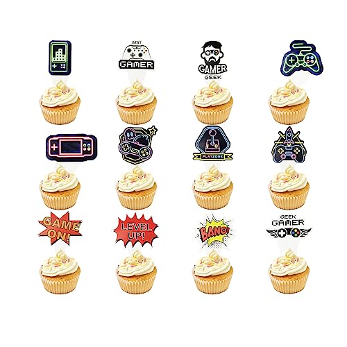 Cupcake Toppers, 24 Stück Videospiel-Partyzubehör Gastgeschenke, 12 Stile, Kuchenaufsätze für Geburtstag, Jahrestag, Spiel-Motto-Party-Dekoration Cupcake Toppers, 24 Stück Videospiel-Partyzubehör Gastgeschenke, 12 Stile, Kuchenaufsätze für Geburtstag, Jahrestag, Spiel-Motto-Party-Dekoration von CGLRybO
