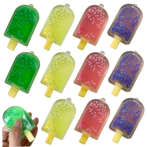 12 pcs Squeeze Spielzeug, realistisches EIS EIS am Stiel Squeeze Toy, Sommer dehnbar Ultra weiche Angst Erleichterung Gegenstände für Partygunst, Geschenke, Schulprämien von CGTQROVR