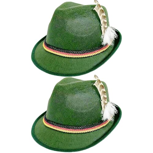 CGTQROVR 2PCS Festival Hat, Oktoberfest Mens Fedora Hüte mit Federn, klassische Retro Kappen für Halloween Dress Up, Bierfestival Rollenspiel, Dark Green CGTQROVR 2PCS Festival Hat, Oktoberfest Mens Fedora Hüte mit Federn, klassische Retro Kappen für Halloween Dress Up, Bierfestival Rollenspiel, Dark Green von CGTQROVR