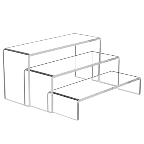 CGTQROVR 3pcs Risers Display -Ständer, breite klare rechteckige Acryl -Risers Anzeige -Ständer Tabletop -Regal für Sammlerfiguren, Cupcake, Parfüm, Make -up von CGTQROVR