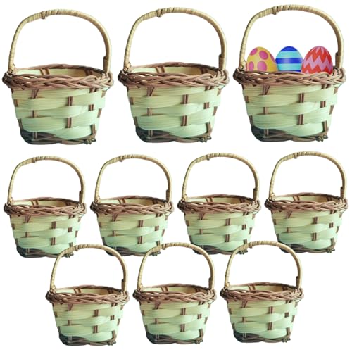 CGTQROVR Mini gewebter Korb mit Griffen Dollhouse-Einkünfte Mehrzweck-Vintage Natural gewebter Kleiner Korb für Süßigkeitengeschenke Picknick-Lieferungen Vorräte von CGTQROVR