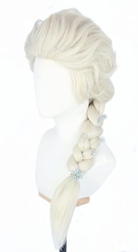CGVG Blonde Prinzessin Cosplay Perücke für Damen Kinder Mädchen Lange Geflochten Cosplay Perücke Zopf Perücke für Halloween Karneval Kostüm Party (Blond) von CGVG