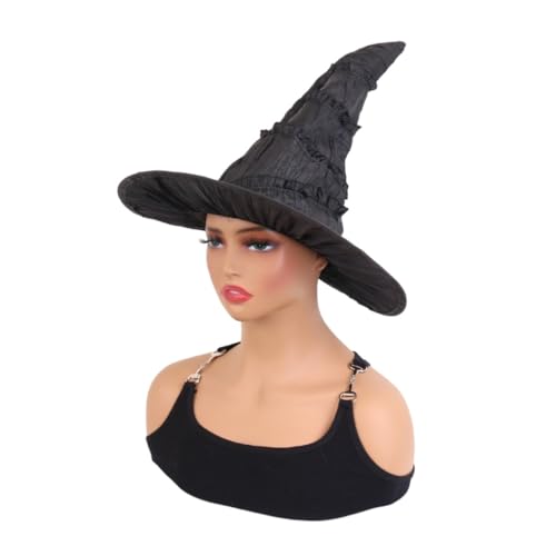 CGVG Halloween Hexenhut Schwarz Hexen Zubehör Zauberer Hut Hexenhüte Damen für Erwachsene Kinder Halloween Cosplay Kostüm Karneval Party von CGVG