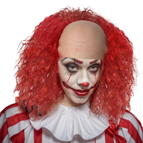 CGVG Horror Clown Perücke mit Glatze Rote Clown Perücke für Halloween Fasching Karneval Cosplay CGVG Horror Clown Perücke mit Glatze Rote Clown Perücke für Halloween Fasching Karneval Cosplay von CGVG