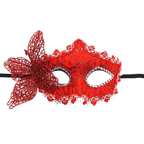 CGZWFERA-Dekorative Cosplay-Maske mit Blumenmuster, Kunststoff, rot, halbe Gesichtsabdeckung, Halloween-Kostüm, Requisiten für Damen von CGZWFERA
