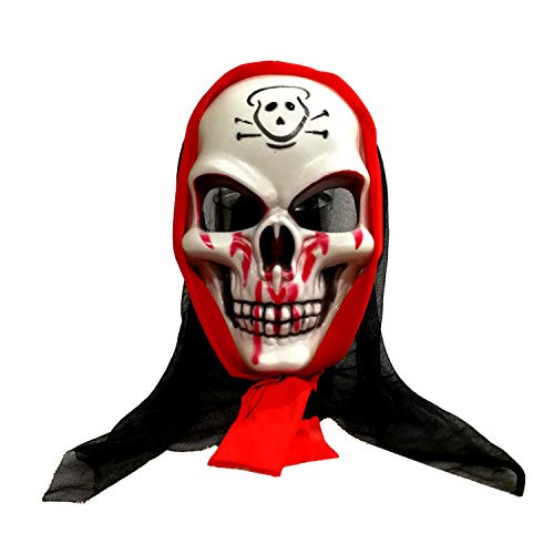 CGZWFERA-Horror-Maske mit Kapuze, Skelett, Cosplay, Party, Overhead-Abdeckung, Halloween-Kostüm-Requisiten von CGZWFERA
