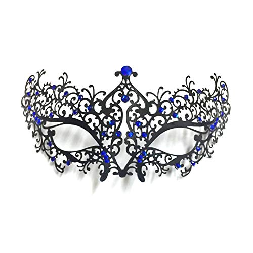 CGZWFERA-Hworks Cosplay Maske aus Metall mit blauem Strass Party Half Face Cover Halloween Kostüm Requisiten für Dame von CGZWFERA
