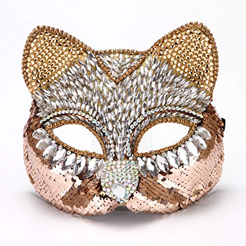 CGZWFERA-Hworks Foxy Cosplay Mask with Rhinestones Halloween Costume Props Metal Overhead Cover von CGZWFERA