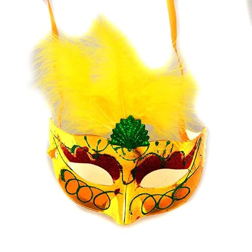 CGZWFERA-Hworks Gelbe Feder Cosplay Maske Party Half Face Cover Halloween Kostüm Requisiten von CGZWFERA