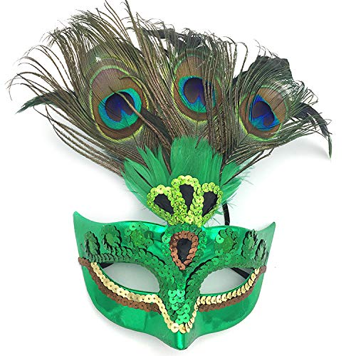 CGZWFERA-Hworks Peacock Cosplay Mask Party Feather Half Face Cover Halloween Costume Props von CGZWFERA