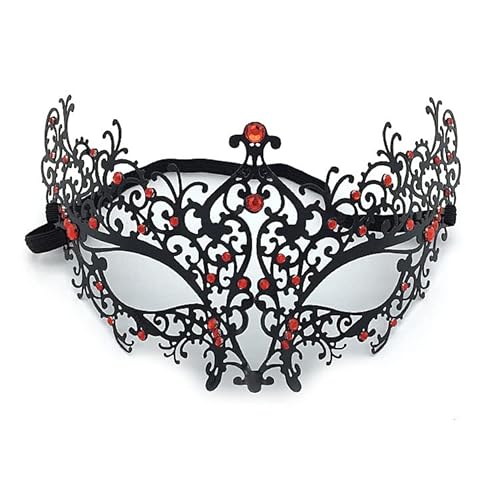 CGZWFERA-Hworks Princess Party Cosplay Mask with Red Rhinestone Metal Half Face Cover Halloween Costume Props von CGZWFERA