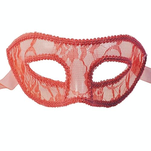 CGZWFERA-Hworks Red Transparent Lace Cosplay Mask PVC Half Face Cover Costume Props von CGZWFERA