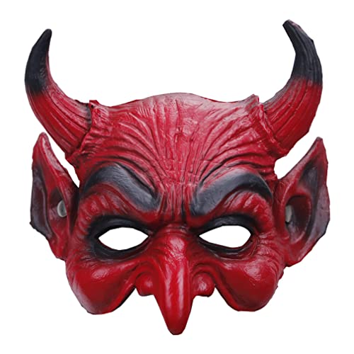 CGZWFERA-Hworks Rote Teufelsmaske PU Half Face Cover Halloween Cosplay Prop von CGZWFERA