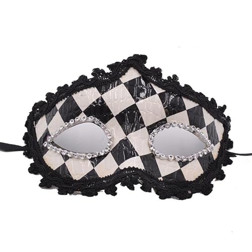 CGZWFERA-Hworks Schwarz und Weiß Plaid Cosplay Maske Kunststoff Half Face Cover Halloween Kostüm Requisiten von CGZWFERA