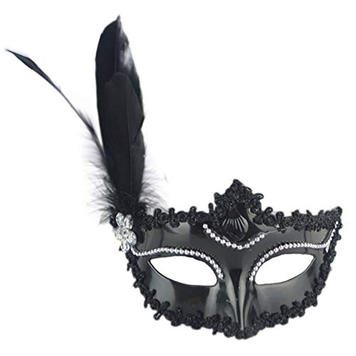 CGZWFERA-Hworks Schwarze Feder Krone Cosplay Maske Party Half Face Cover Halloween Kostüm Requisiten von CGZWFERA