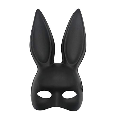 CGZWFERA-Hworks Schwarze lange Ohren Kaninchen Halloween Kostüm Requisiten Kunststoff Halbgesicht Abdeckung von CGZWFERA