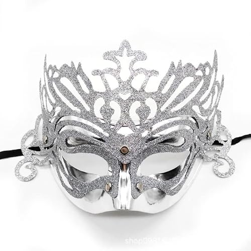 CGZWFERA-Hworks Silver Crown Cosplay Mask Party Plastic Half Face Cover Halloween Costume Props von CGZWFERA