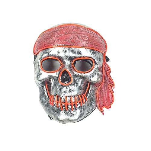 CGZWFERA-Schädel Halloween Leuchtende Cosplay Maske El Kaltlicht Monochrome Cosplay Maske Piratenform Maske Horror Kopfbedeckung für Halloween Karneval Kostüm Party Requisiten von CGZWFERA