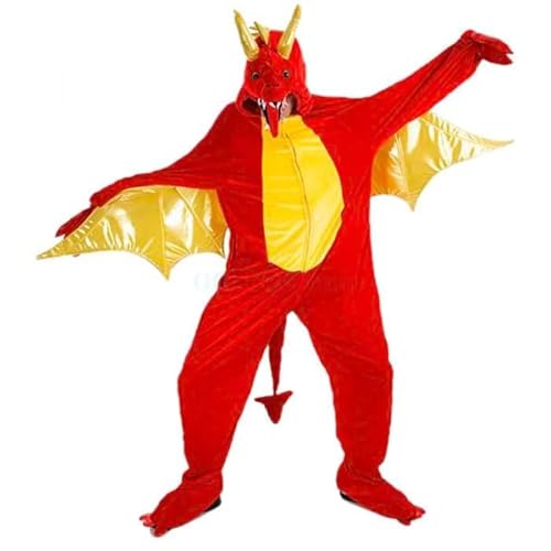 CHAK Kostüm roter Drache aus Plüsch für Erwachsene von CHAK