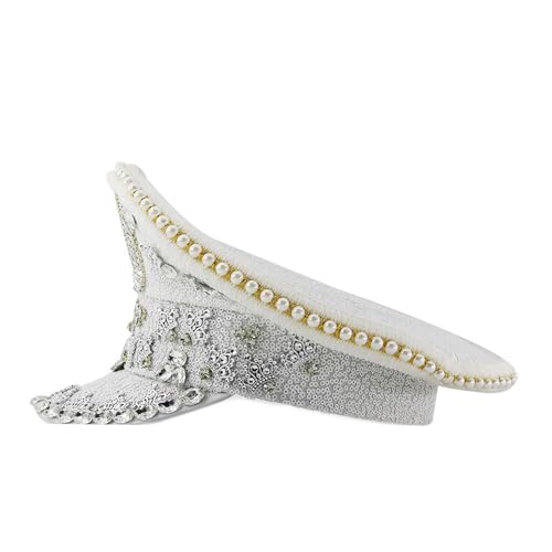 Glänzender Marine-Hut für Erwachsene, Unisex, Hochzeit, Braut, schimmernde Pailletten, Kronen, Hut, Geburtstagsparty, Kapitän für formelle Kostüme von CHAKAE