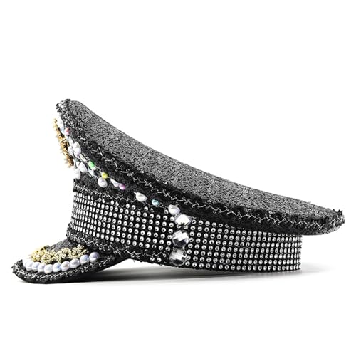 Jeweled Captain Hat Heavy Crystal Surprise Girl Boys Bride Hat For Carnivals Music Festival Mardi Gras Women Festival von CHAKAE