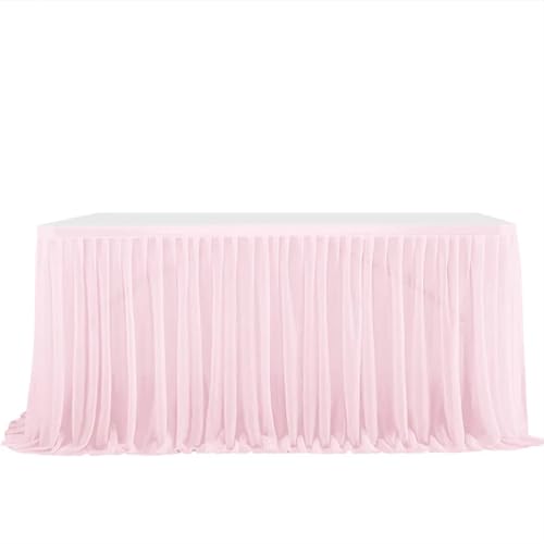CHAKEUZND Tischdecke für Party-Desserttisch, Chiffon-Party-Tischrock for Hochzeit, Mehrfarbig, mehrere Größen(Light Pink,77x183cm 6FT) von CHAKEUZND