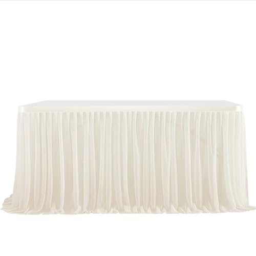 CHAKEUZND Tischdecke für Party-Desserttisch, Chiffon-Party-Tischrock for Hochzeit, Mehrfarbig, mehrere Größen(Milky White,77x183cm 6FT) von CHAKEUZND