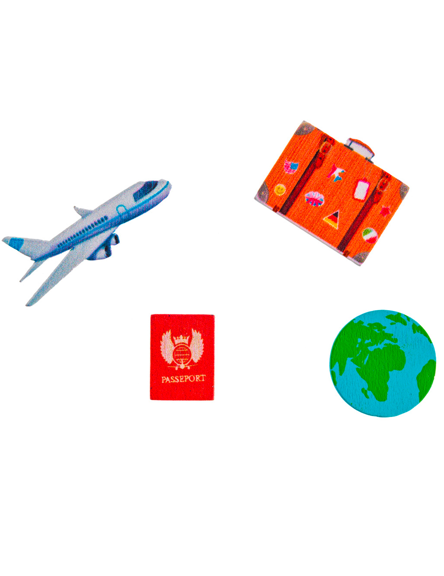 16er Set Tischkonfetti Holz Reise-Thema Flugzeug Globus Koffer 16er Set Tischkonfetti Holz Reise-Thema Flugzeug Globus Koffer von CHAKS