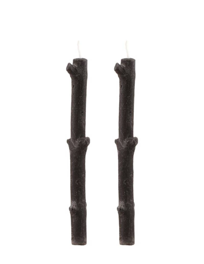 2x schwarze Kerzen in Form von Baumzweigen, 25 cm hoch von CHAKS