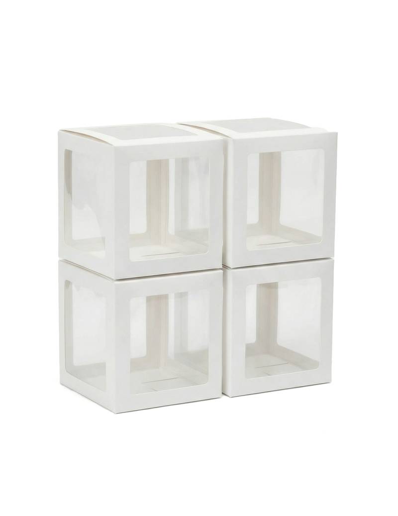 4 Ballonboxen Weiß Transparent Würfelboxen Ballons weiß 4 Ballonboxen Weiß Transparent Würfelboxen Ballons weiß von CHAKS