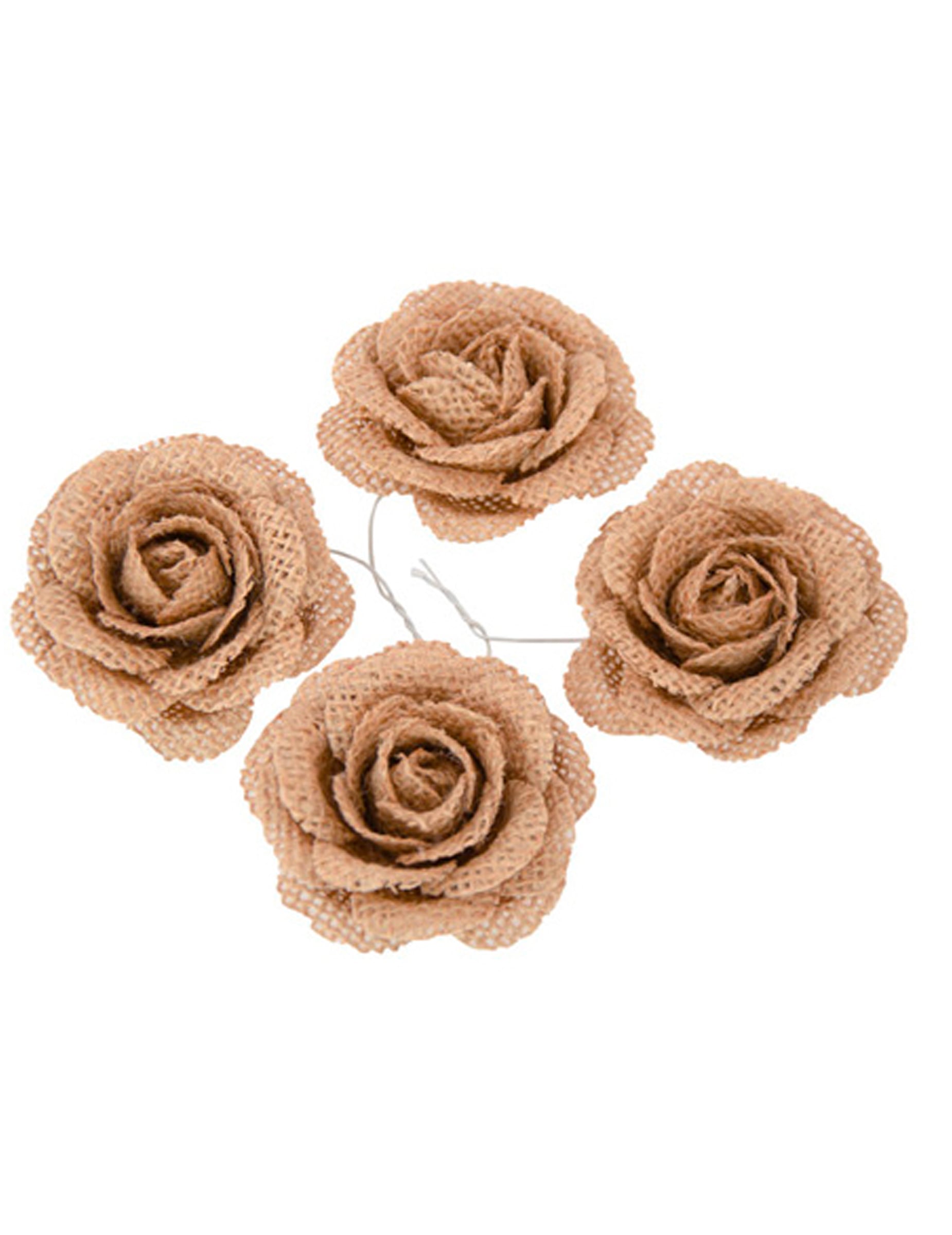 4 Juterosen 5 cm für Landhaus-Hochzeit 4 Juterosen 5 cm für Landhaus-Hochzeit von CHAKS