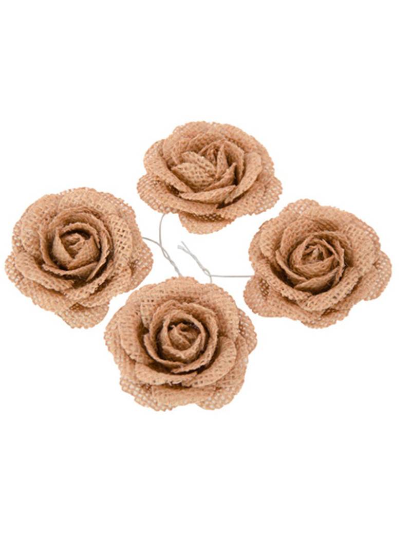 4 Juterosen 5 cm für Landhaus-Hochzeit 4 Juterosen 5 cm für Landhaus-Hochzeit von CHAKS