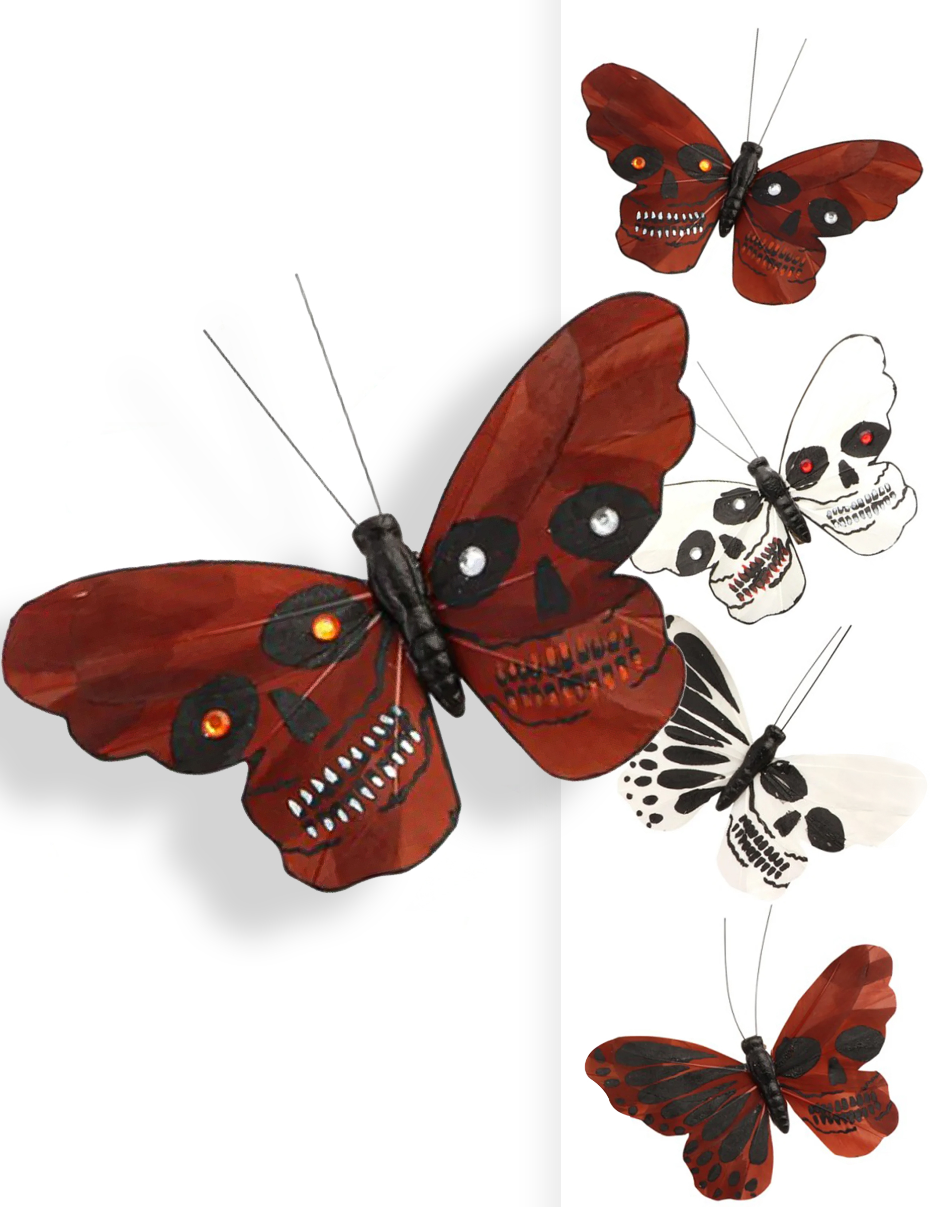 4x Schmetterlinge, Totenkopf-Stil, 13 x 10 cm 4x Schmetterlinge, Totenkopf-Stil, 13 x 10 cm von CHAKS